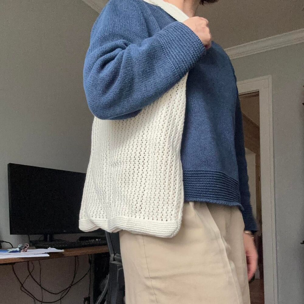 Cream Crochet Tote Bag